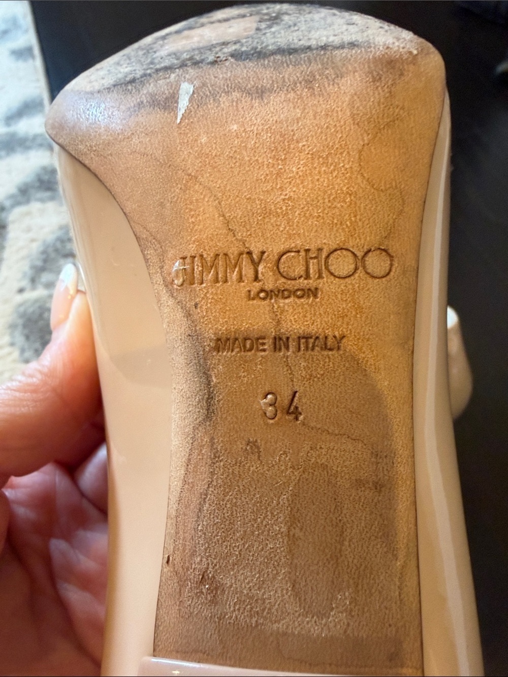 Jimmy Choo Nude Patent Leather Pointed Toe Pumps Size 4 - Picture 6 of 6